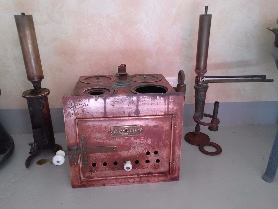 old copper wood stove at 'Piperis Winery' exhibition area
